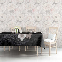 Hawaiian Whale and Volcanic Eruption Tablecloth Hibiscus and Kakau Pattern Grayscale Color LT03 - Polynesian Pride