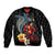 Hawaiian Whale and Volcanic Eruption Bomber Jacket Hibiscus and Kakau Pattern