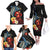 Hawaiian Whale and Volcanic Eruption Family Matching Off The Shoulder Long Sleeve Dress and Hawaiian Shirt Hibiscus and Kakau Pattern