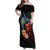 Hawaiian Whale and Volcanic Eruption Family Matching Off Shoulder Maxi Dress and Hawaiian Shirt Hibiscus and Kakau Pattern