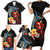 Hawaiian Whale and Volcanic Eruption Family Matching Short Sleeve Bodycon Dress and Hawaiian Shirt Hibiscus and Kakau Pattern