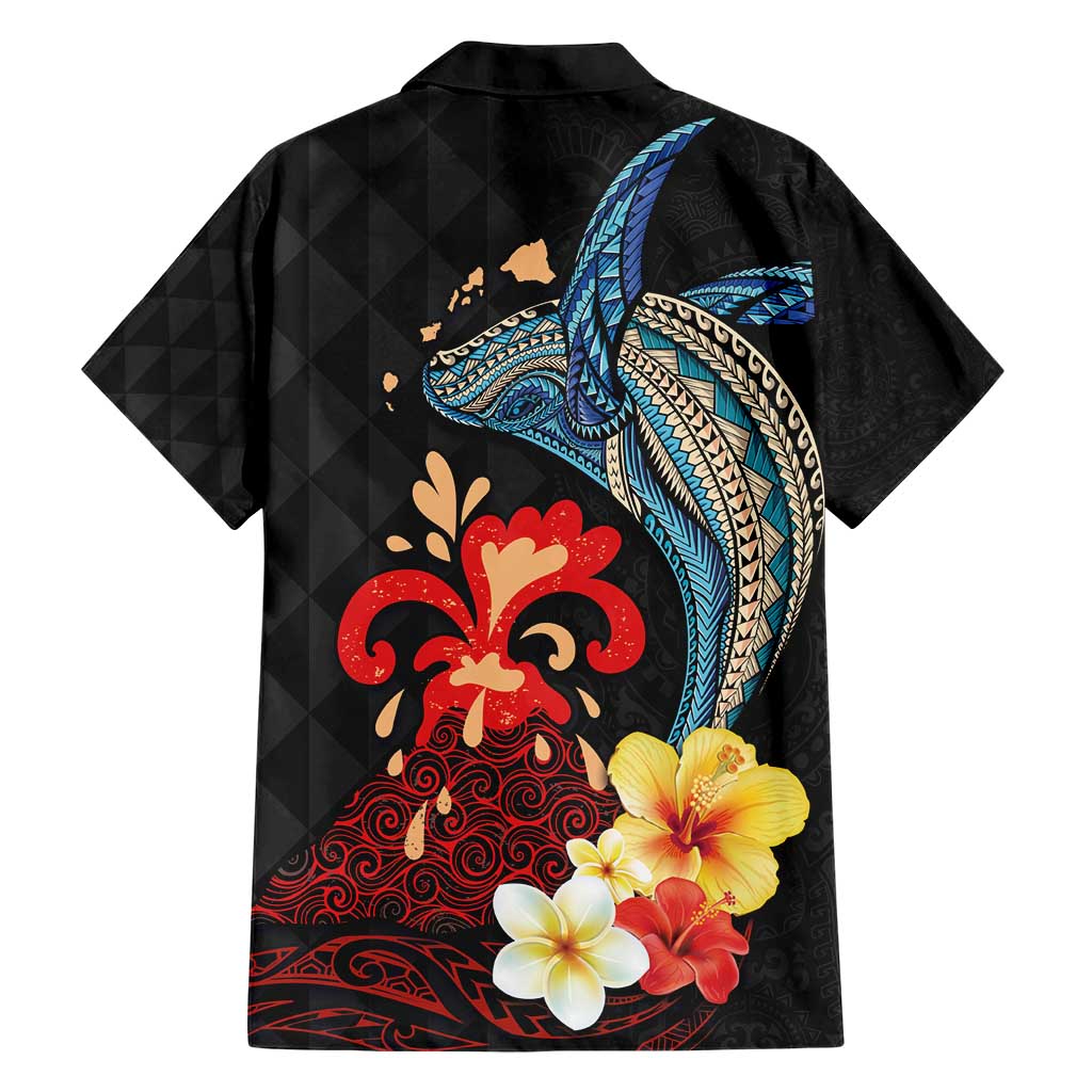 Hawaiian Whale and Volcanic Eruption Hawaiian Shirt Hibiscus and Kakau Pattern LT03 - Polynesian Pride