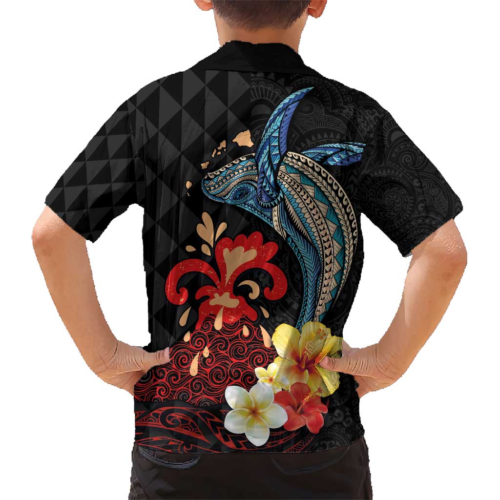 Hawaiian Whale and Volcanic Eruption Hawaiian Shirt Hibiscus and Kakau Pattern LT03 - Polynesian Pride