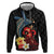 Hawaiian Whale and Volcanic Eruption Hoodie Hibiscus and Kakau Pattern