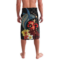 Hawaiian Whale and Volcanic Eruption Lavalava Hibiscus and Kakau Pattern LT03 - Polynesian Pride