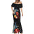 Hawaiian Whale and Volcanic Eruption Mermaid Dress Hibiscus and Kakau Pattern