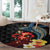 Hawaiian Whale and Volcanic Eruption Round Carpet Hibiscus and Kakau Pattern