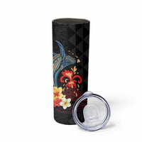 Hawaiian Whale and Volcanic Eruption Skinny Tumbler Hibiscus and Kakau Pattern LT03 - Polynesian Pride