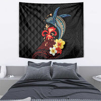 Hawaiian Whale and Volcanic Eruption Tapestry Hibiscus and Kakau Pattern LT03 - Polynesian Pride