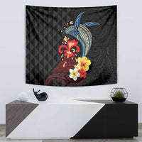 Hawaiian Whale and Volcanic Eruption Tapestry Hibiscus and Kakau Pattern LT03 - Polynesian Pride