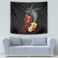 Hawaiian Whale and Volcanic Eruption Tapestry Hibiscus and Kakau Pattern LT03 - Polynesian Pride