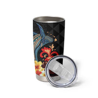 Hawaiian Whale and Volcanic Eruption Tumbler Cup Hibiscus and Kakau Pattern LT03 - Polynesian Pride