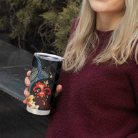 Hawaiian Whale and Volcanic Eruption Tumbler Cup Hibiscus and Kakau Pattern LT03 - Polynesian Pride