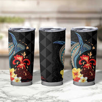 Hawaiian Whale and Volcanic Eruption Tumbler Cup Hibiscus and Kakau Pattern LT03 - Polynesian Pride