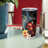 Hawaiian Whale and Volcanic Eruption Tumbler Cup Hibiscus and Kakau Pattern LT03 - Polynesian Pride
