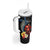 Hawaiian Whale and Volcanic Eruption Tumbler With Handle Hibiscus and Kakau Pattern