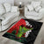 Hawaiian Halloween Area Rug Horror Shaka Hand with Plumeria and Polynesian Tattoo Blood Color