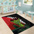 Hawaiian Halloween Area Rug Horror Shaka Hand with Plumeria and Polynesian Tattoo Blood Color