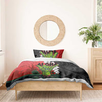 Hawaiian Halloween Bedding Set Horror Shaka Hand with Plumeria and Polynesian Tattoo Blood Color LT03 - Polynesian Pride