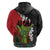 Hawaiian Halloween Hoodie Horror Shaka Hand with Plumeria and Polynesian Tattoo Blood Color