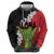 Hawaiian Halloween Hoodie Horror Shaka Hand with Plumeria and Polynesian Tattoo Blood Color