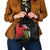 Hawaiian Halloween Shoulder Handbag Horror Shaka Hand with Plumeria and Polynesian Tattoo Blood Color