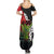 Hawaiian Halloween Summer Maxi Dress Horror Shaka Hand with Plumeria and Polynesian Tattoo Blood Color