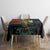 Hawaiian Halloween Tablecloth Horror Shaka Hand with Plumeria and Polynesian Tattoo Blood Color