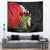 Hawaiian Halloween Tapestry Horror Shaka Hand with Plumeria and Polynesian Tattoo Blood Color