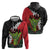 Hawaiian Halloween Zip Hoodie Horror Shaka Hand with Plumeria and Polynesian Tattoo Blood Color