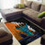 Hawaiian Halloween Area Rug Horror Shaka Hand with Plumeria and Polynesian Tattoo Autumn Color