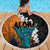 Hawaiian Halloween Beach Blanket Horror Shaka Hand with Plumeria and Polynesian Tattoo Autumn Color