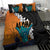 Hawaiian Halloween Bedding Set Horror Shaka Hand with Plumeria and Polynesian Tattoo Autumn Color