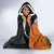 Hawaiian Halloween Hooded Blanket Horror Shaka Hand with Plumeria and Polynesian Tattoo Autumn Color