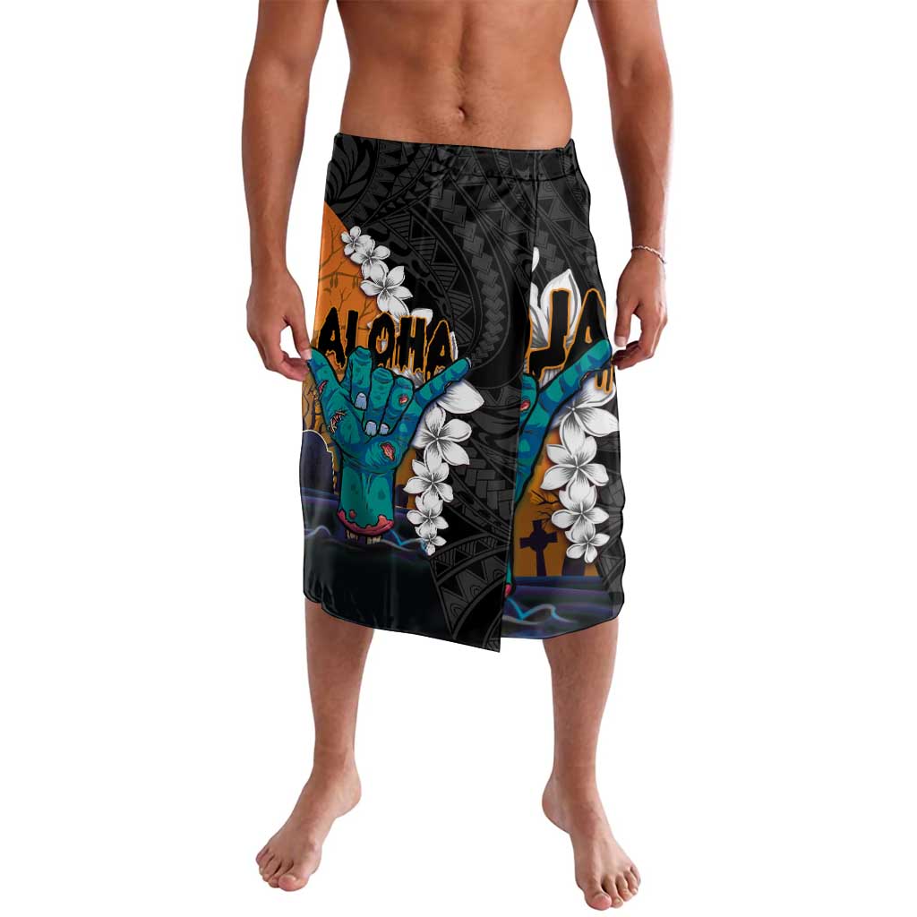 Hawaiian Halloween Lavalava Horror Shaka Hand with Plumeria and Polynesian Tattoo Autumn Color LT03 Orange - Polynesian Pride