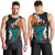 Hawaiian Halloween Men Tank Top Horror Shaka Hand with Plumeria and Polynesian Tattoo Autumn Color