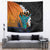 Hawaiian Halloween Tapestry Horror Shaka Hand with Plumeria and Polynesian Tattoo Autumn Color