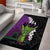 Hawaiian Halloween Area Rug Horror Shaka Hand with Plumeria and Polynesian Tattoo Midnight Color