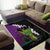 Hawaiian Halloween Area Rug Horror Shaka Hand with Plumeria and Polynesian Tattoo Midnight Color