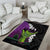 Hawaiian Halloween Area Rug Horror Shaka Hand with Plumeria and Polynesian Tattoo Midnight Color