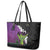 Hawaiian Halloween Leather Tote Bag Horror Shaka Hand with Plumeria and Polynesian Tattoo Midnight Color