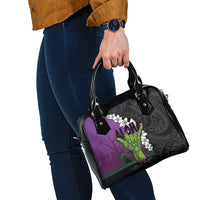 Hawaiian Halloween Shoulder Handbag Horror Shaka Hand with Plumeria and Polynesian Tattoo Midnight Color LT03 - Polynesian Pride