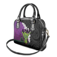 Hawaiian Halloween Shoulder Handbag Horror Shaka Hand with Plumeria and Polynesian Tattoo Midnight Color LT03 - Polynesian Pride