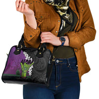 Hawaiian Halloween Shoulder Handbag Horror Shaka Hand with Plumeria and Polynesian Tattoo Midnight Color LT03 - Polynesian Pride