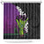 Hawaiian Halloween Shower Curtain Horror Shaka Hand with Plumeria and Polynesian Tattoo Midnight Color