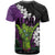 Hawaiian Halloween T Shirt Horror Shaka Hand with Plumeria and Polynesian Tattoo Midnight Color