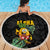 Hawaiian Halloween Beach Blanket Aloha Pinapple with Mysterious Hands and Polynesian Tribal Tattoo