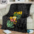 Hawaiian Halloween Blanket Aloha Pinapple with Mysterious Hands and Polynesian Tribal Tattoo