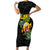 Hawaiian Halloween Family Matching Short Sleeve Bodycon Dress and Hawaiian Shirt Aloha Pinapple with Mysterious Hands and Polynesian Tribal Tattoo