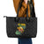 Hawaiian Halloween Leather Tote Bag Aloha Pinapple with Mysterious Hands and Polynesian Tribal Tattoo